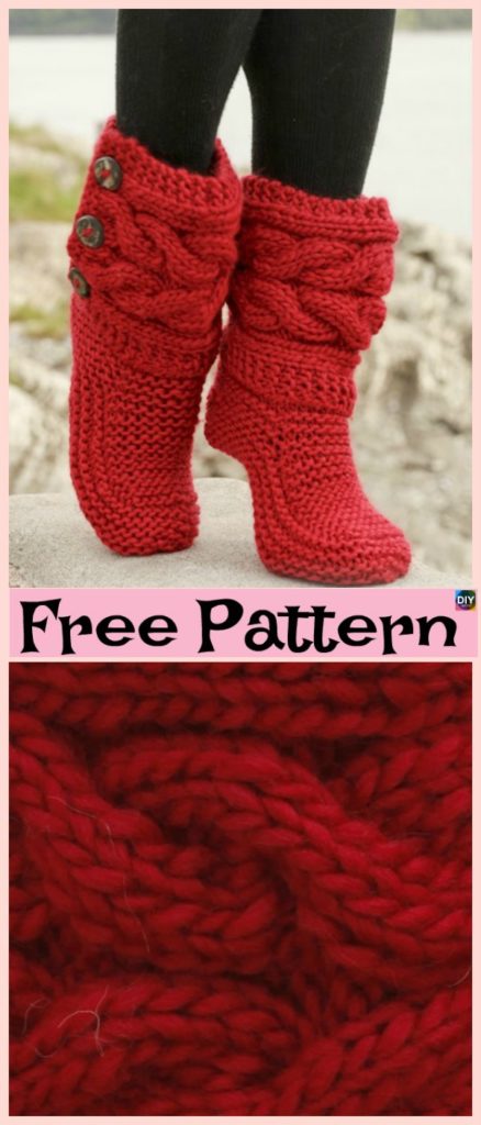 10 Knitted Cozy Slippers Free Patterns - DIY 4 EVER