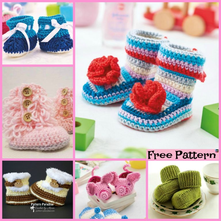 8 Crochet Winter Baby Booties - Free Patterns - DIY 4 EVER