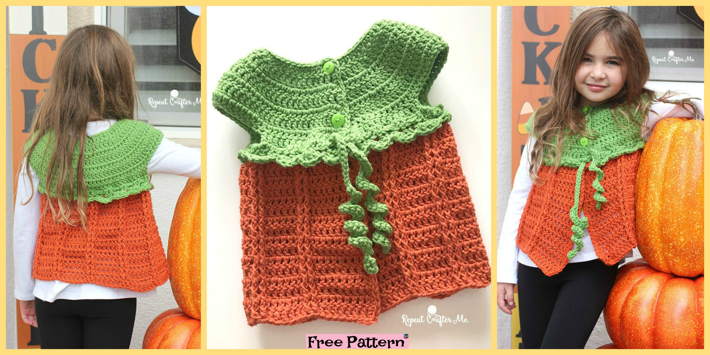 Crochet Pumpkin Sweater Vest – Free Pattern