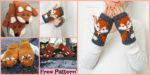 diy4ever-Knit Crochet Fox Mittens - Free Patterns