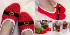 diy4ever-Crochet Christmas Slipper Socks - Free Pattern