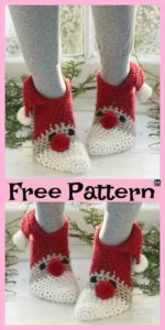 Crochet Christmas Slipper Socks - Free Pattern - DIY 4 EVER