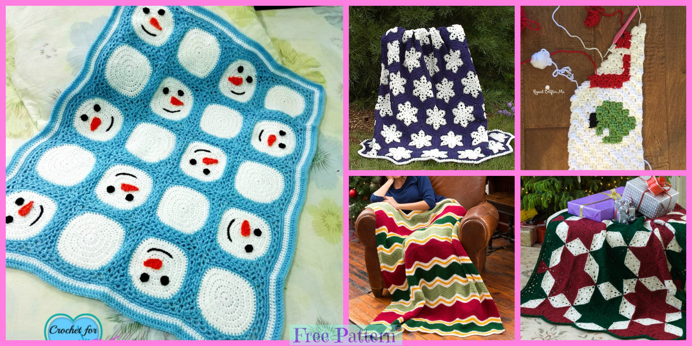 8 Crochet Christmas Blankets – Free Patterns
