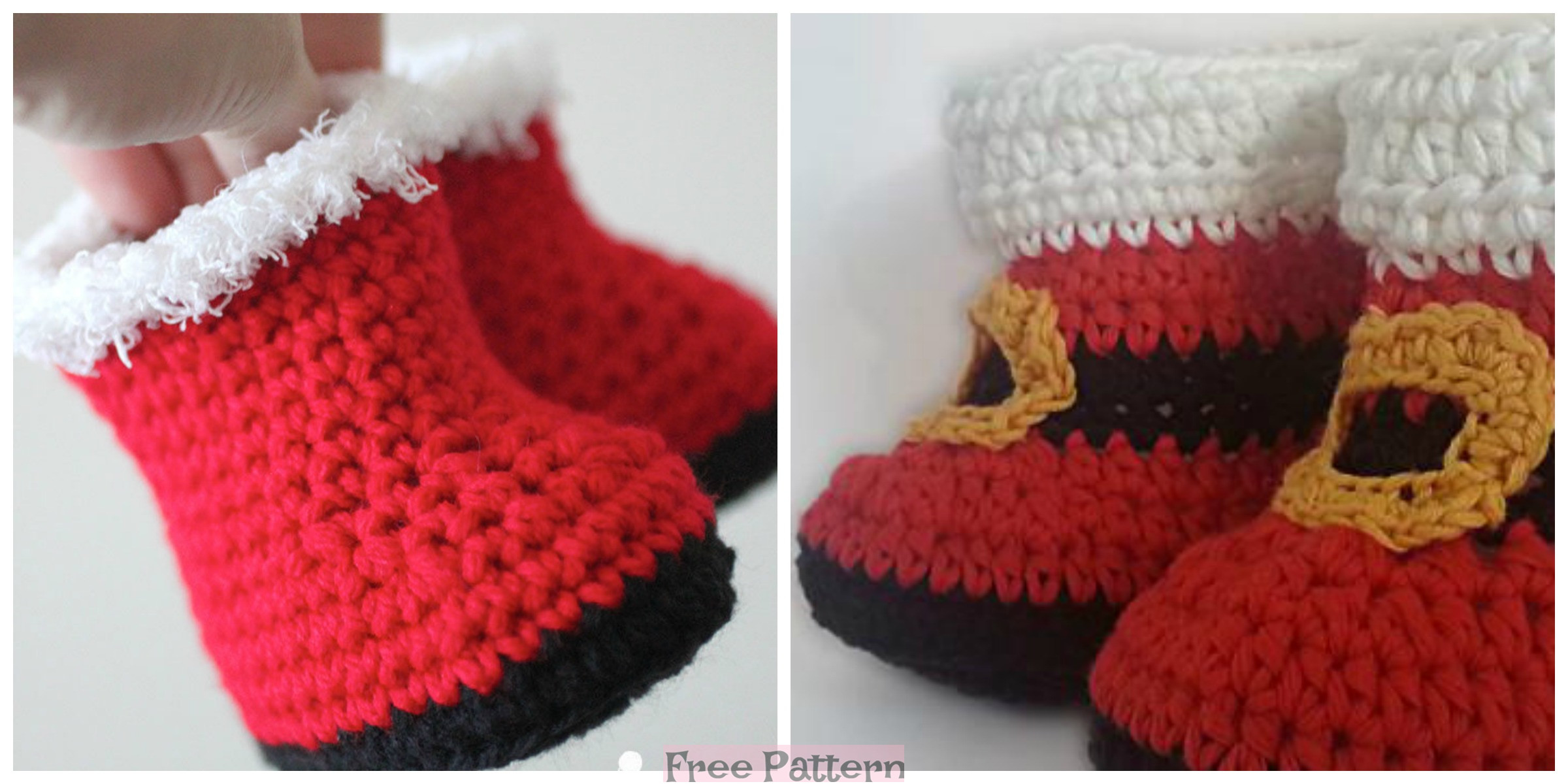 Crochet Santa Baby Booties – Free Patterns