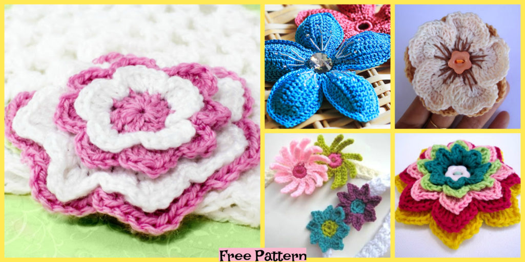 diy4ever-8 Beautiful Crochet Flowers - Free Patterns
