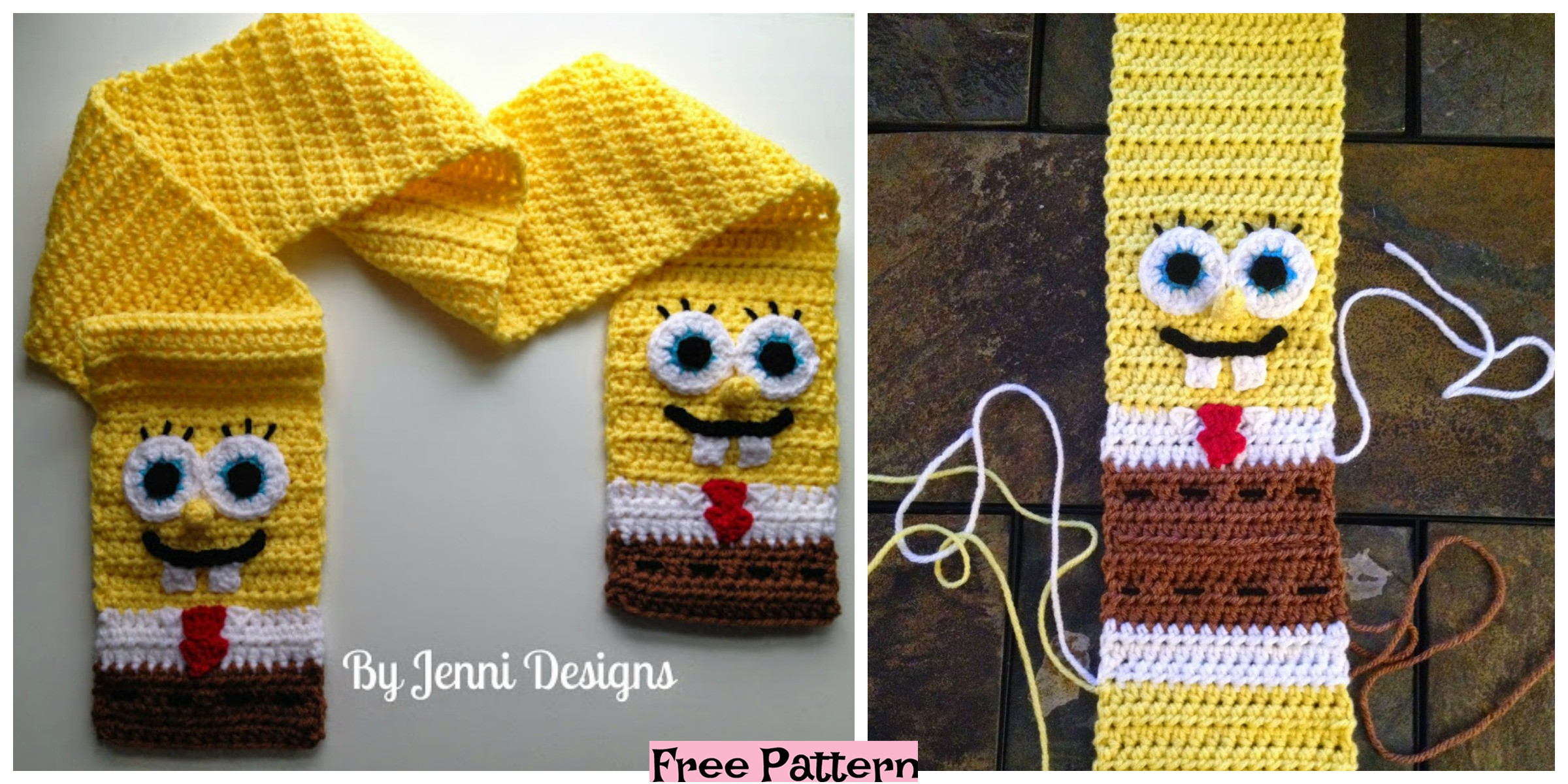 Crochet Spongebob Squarepants Scarf – Free Pattern