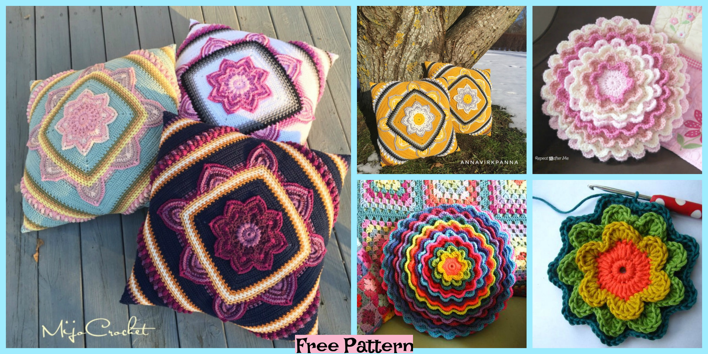 Crochet Bloom Pillow – Free Patterns