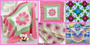 diy4ever-Crochet Bloom Throw Blankets - Free Patterns