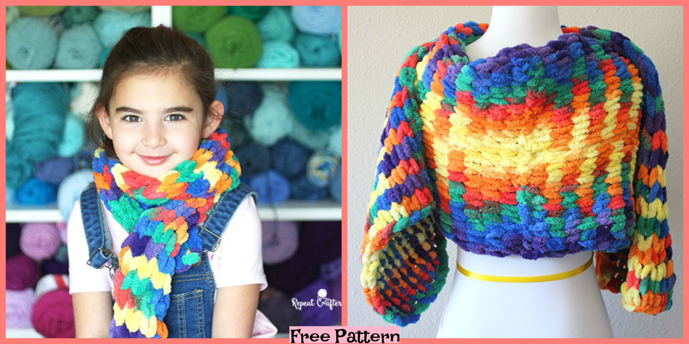 Crochet Bright Rainbow Scarf – Free Patterns