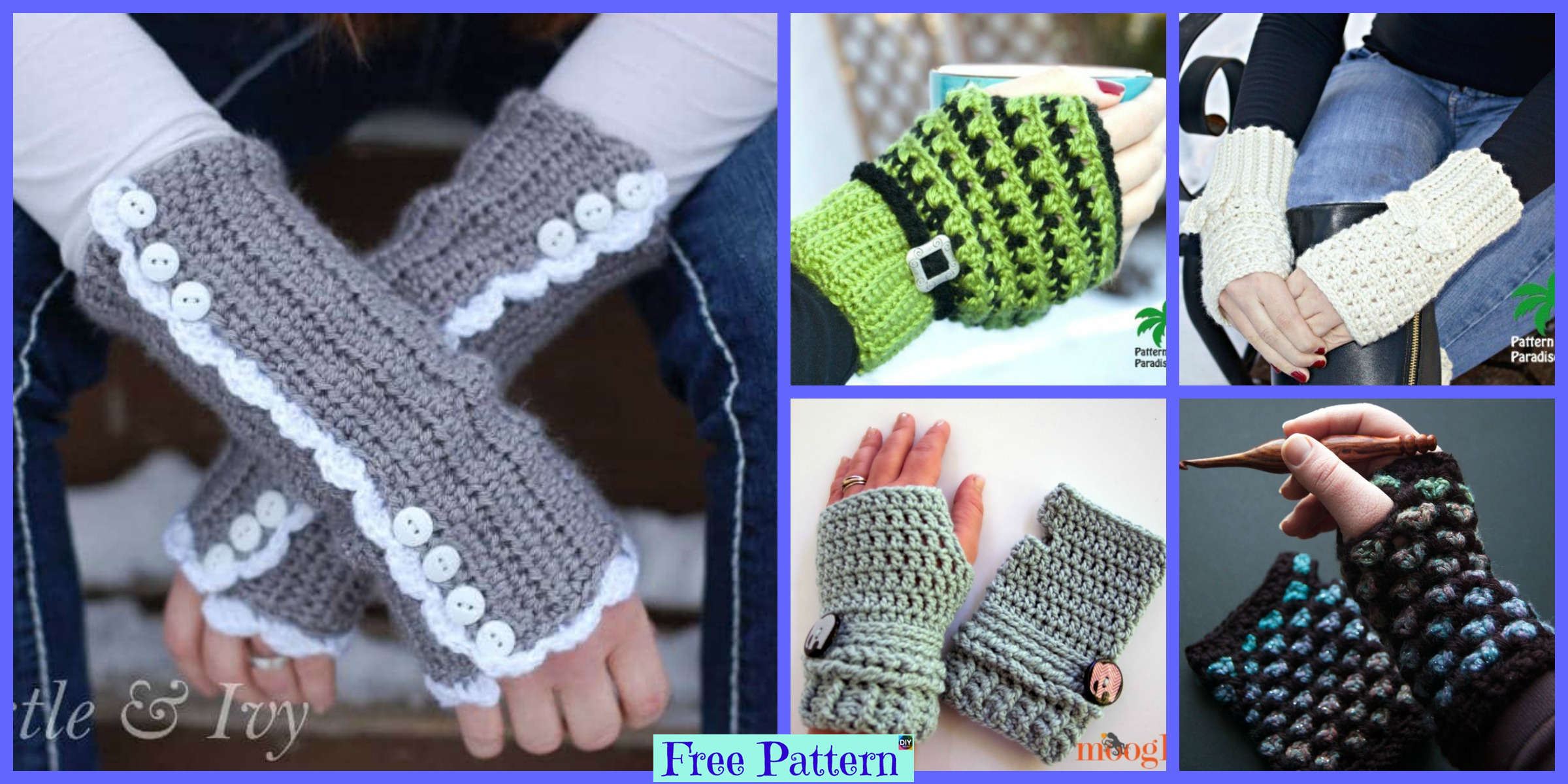 Crochet Fingerless Gloves – Free Patterns