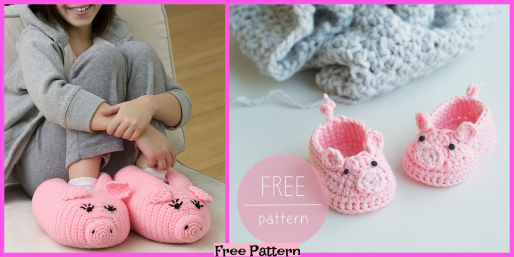 diy4ever-Crochet Piggy Baby Booties - Free Pattern