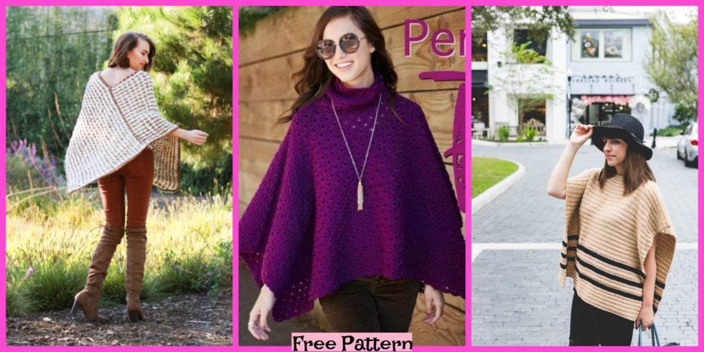 diy4ever- 8 Crochet Uptown Poncho Free Patterns