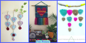 diy4ever-Crochet Heart Wall Hanging - Free Patterns