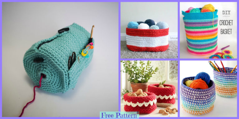 Useful Crochet Yarn Buddy & Basket - Free Patterns - DIY 4 EVER