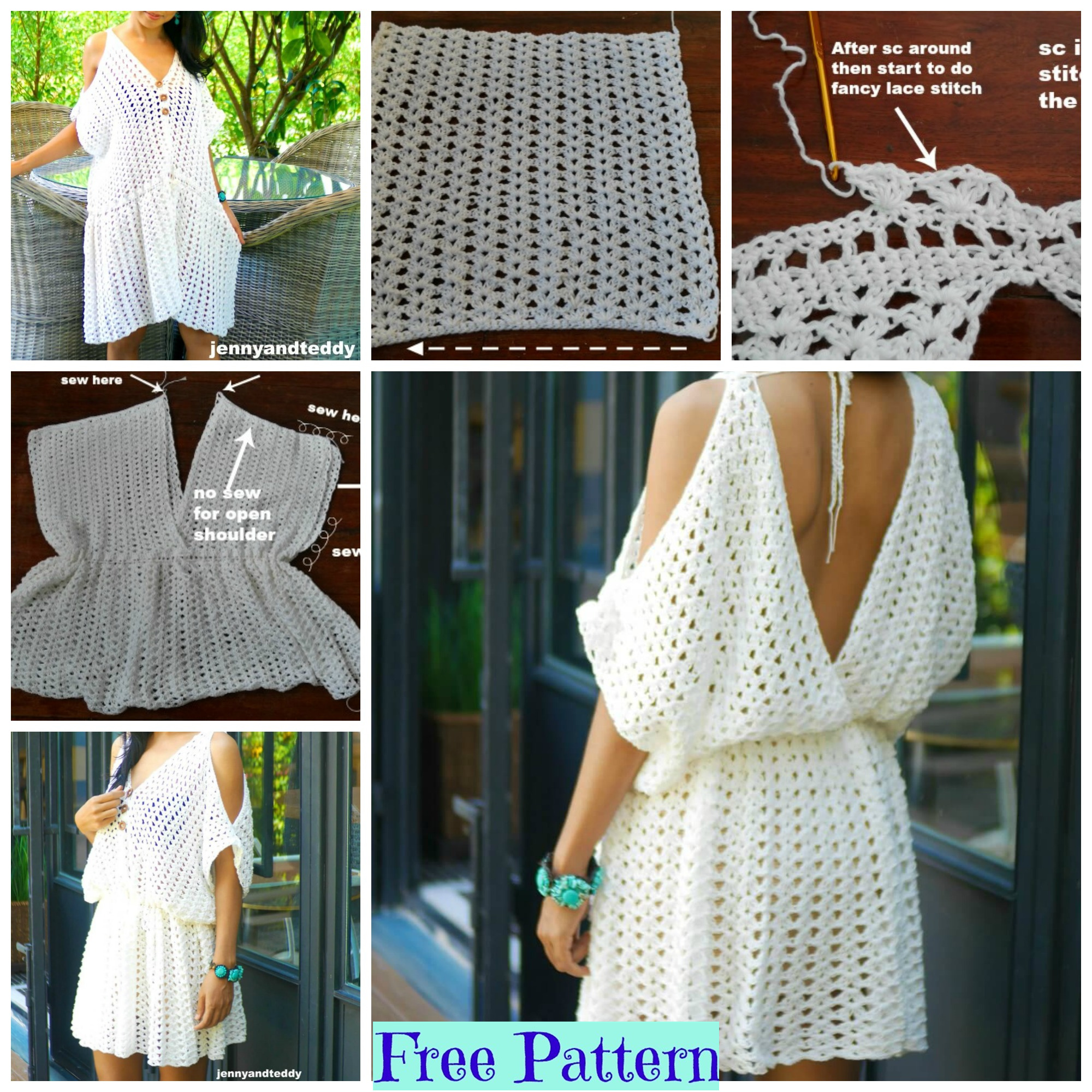 diy4ever-Crochet Boho Mini Dress - Free Pattern 