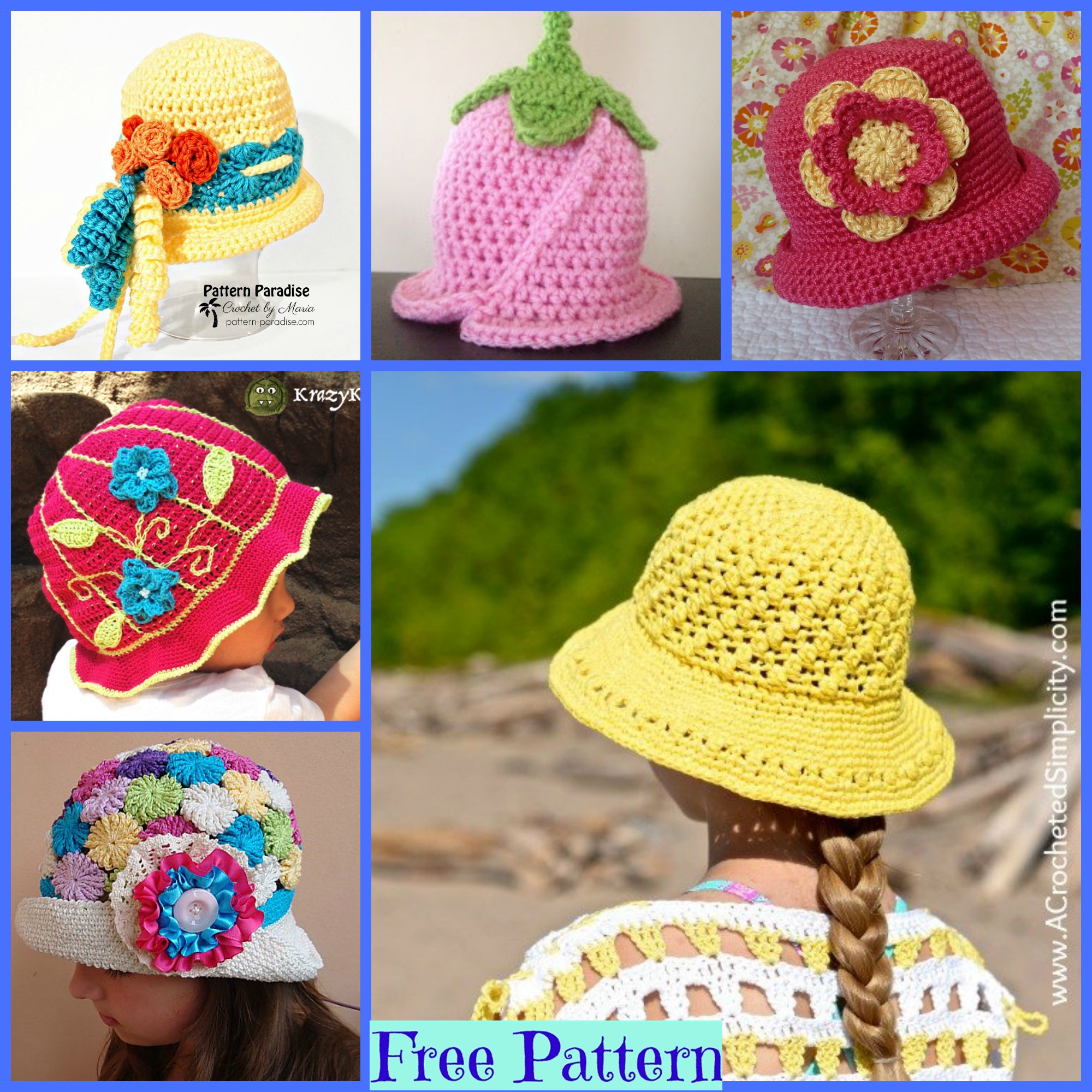 diy4ever-6 Summer Sun Hats - Free Crochet Patterns 