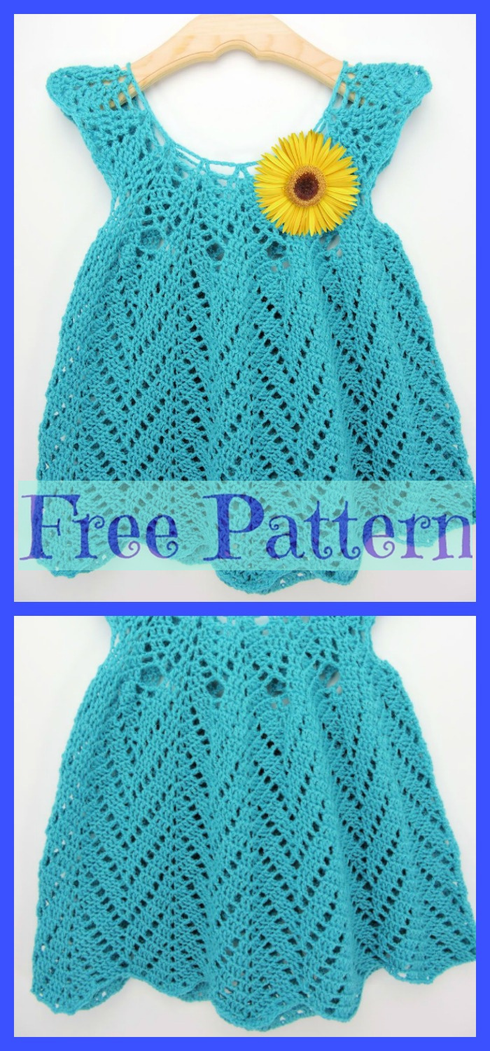 diy4ever-Crochet Chevron Baby Dress - Free Pattern 