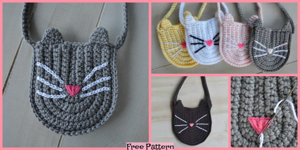 diy4ever-Cute Crochet Kitty Bag - Free Pattern