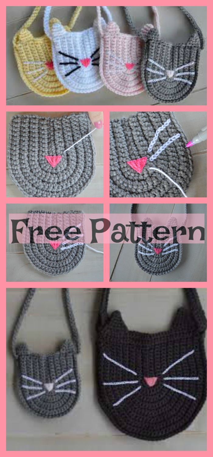 diy4ever-Cute Crochet Kitty Bag - Free Pattern 