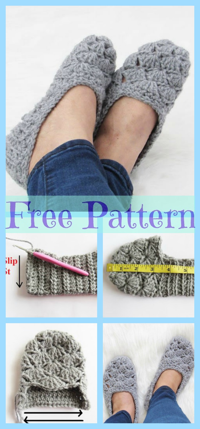 diy4ever-Easy Crochet Slippers - Free Patterns 
