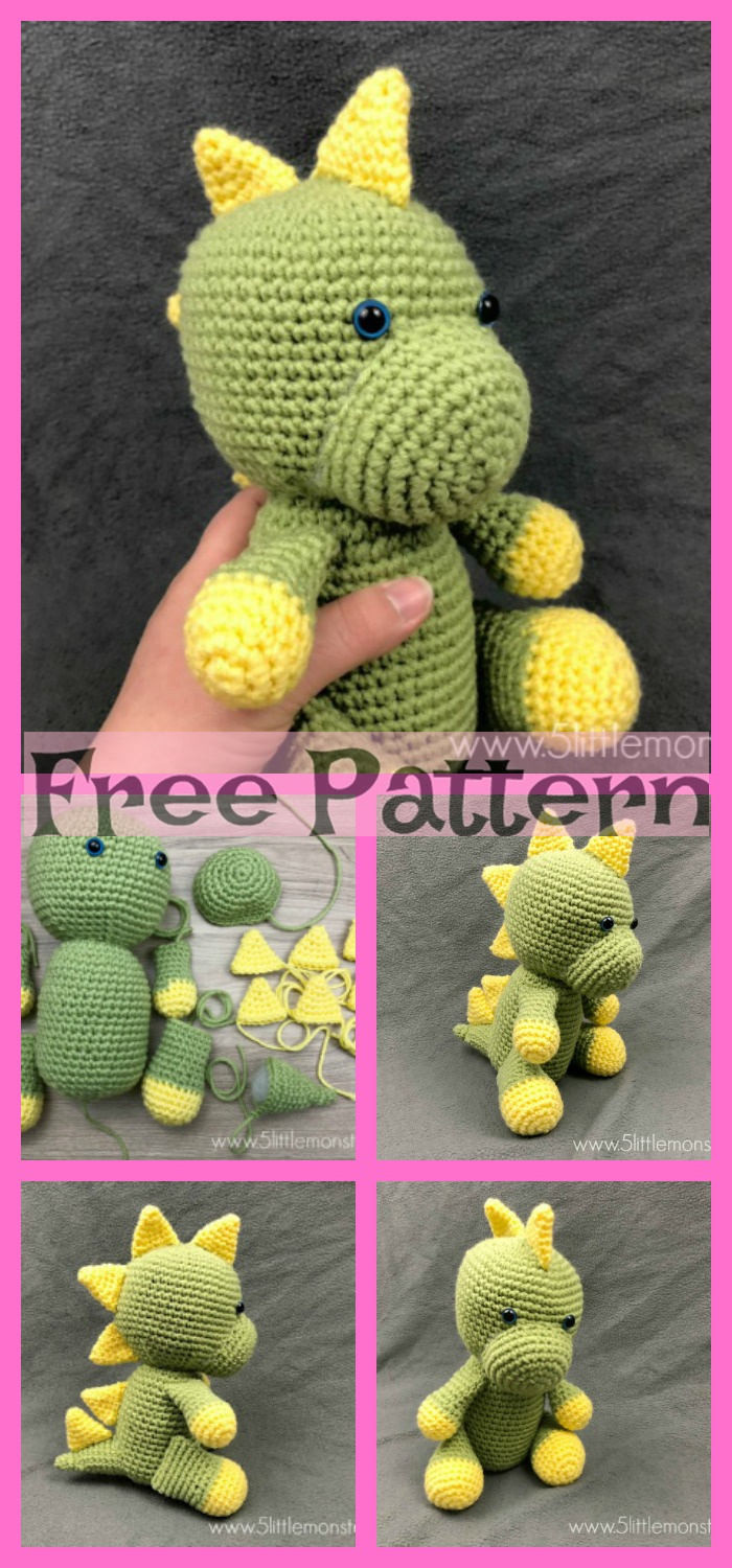 diy4ever-Crochet Dinosaur Softie - Free Patterns 
