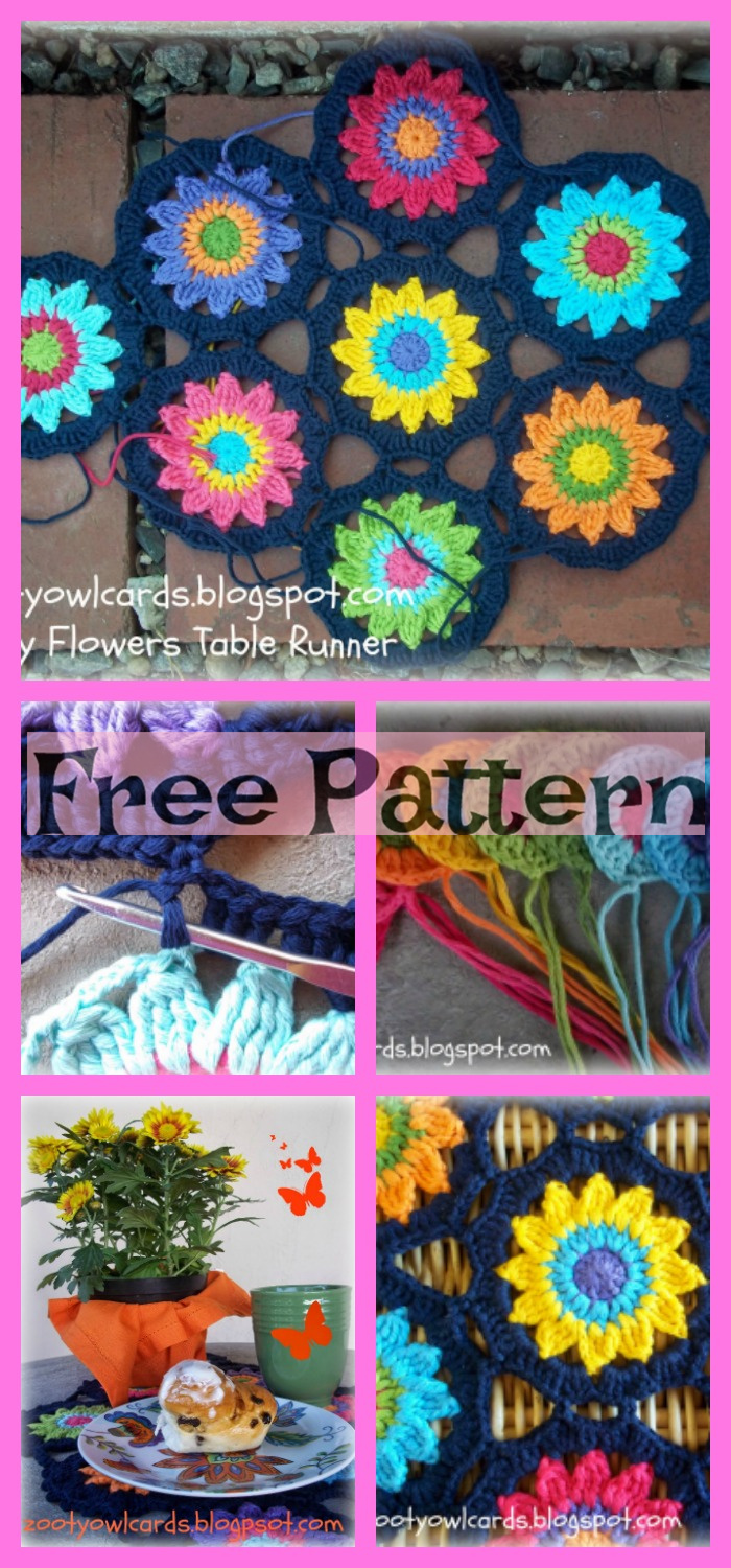 diy4ever-Crochet Flower Motif Table Runner - Free Pattern 