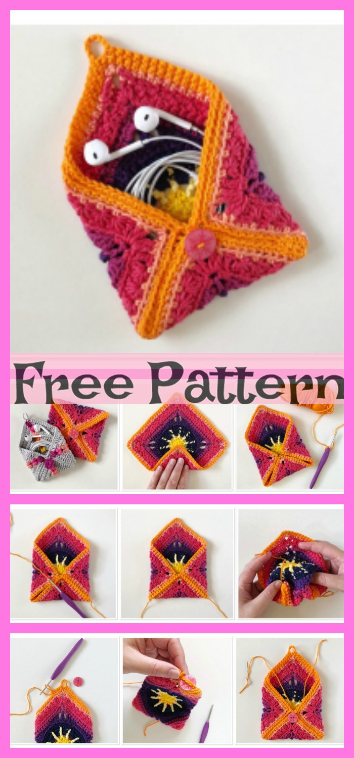  Crochet Pocket Pouches - Free Patterns 