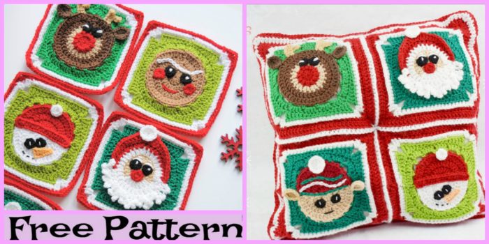 Crochet Christmas Granny Squares - Free Pattern - DIY 4 EVER