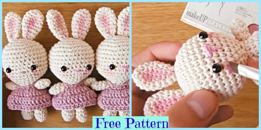 diy4ever-Crochet Little Bunnies Wearing Dresses - Free Pattern