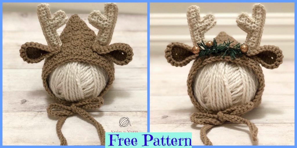 diy4ever-Crochet Newborn Deer Bonnet - Free Pattern