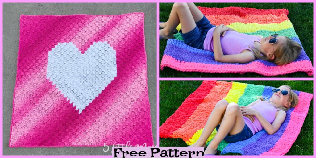 diy4ever-Crochet Rainbow Blankets - Free Patterns