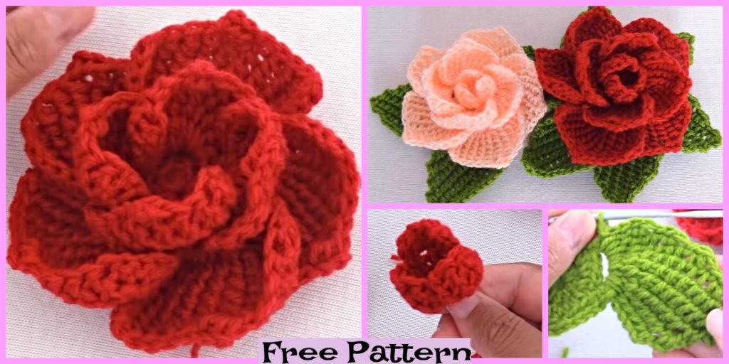 Pretty Crochet 3D Roses - Free Pattern