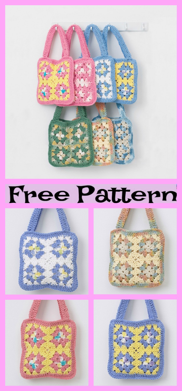 diy4ever-Crochet Granny Square Tote - Free Patterns 