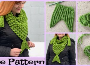 Crochet Mermaid Triangle Scarf – Free Pattern