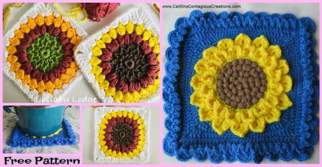 Crochet Sunflower Granny Squares – Free Pattern