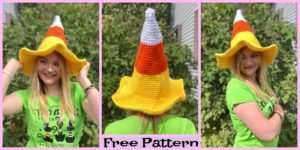 diy4ever-Crocht Candy Corn Witch Hat- Free Pattern