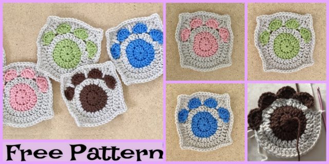 Paw Print Granny Squares – Free Crochet Pattern