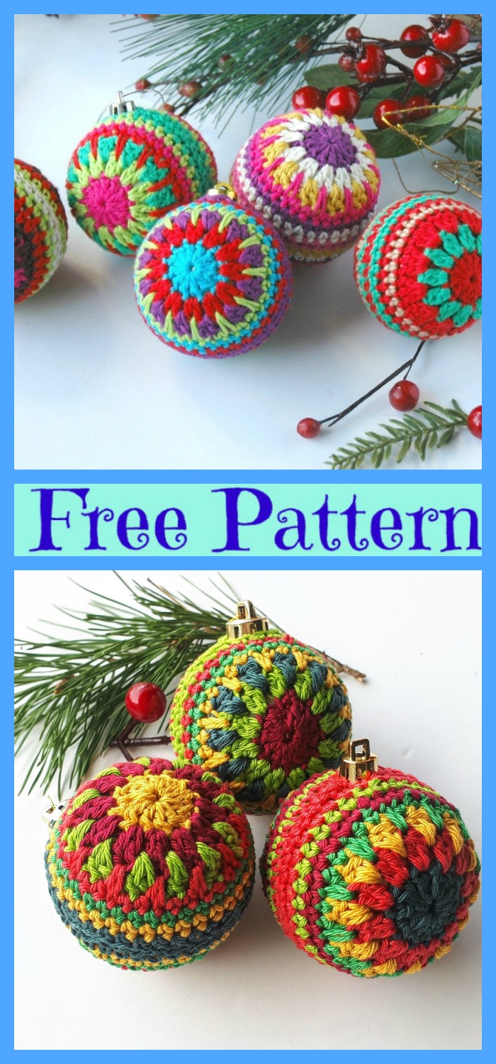 Crochet Christmas Ball Ornaments - Free Patterns 