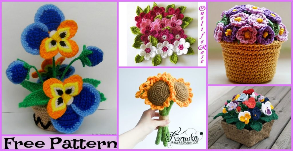 diy4ever-6 Pretty Crochet Flower Bouquet Free Patterns