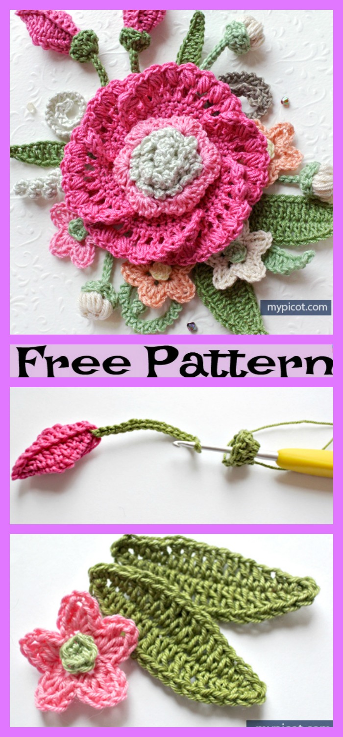 diy4ever-6 Pretty Crochet Flower Bouquet Free Patterns 