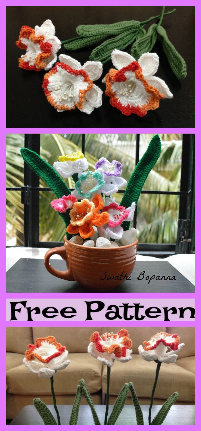 diy4ever-6 Pretty Crochet Flower Bouquet Free Patterns 