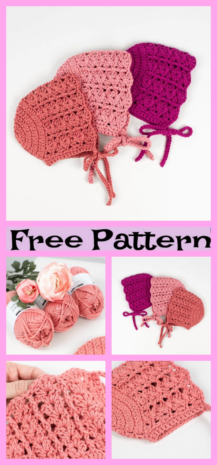 diy4ever-Crochet Baby Bonnets - Free Patterns 