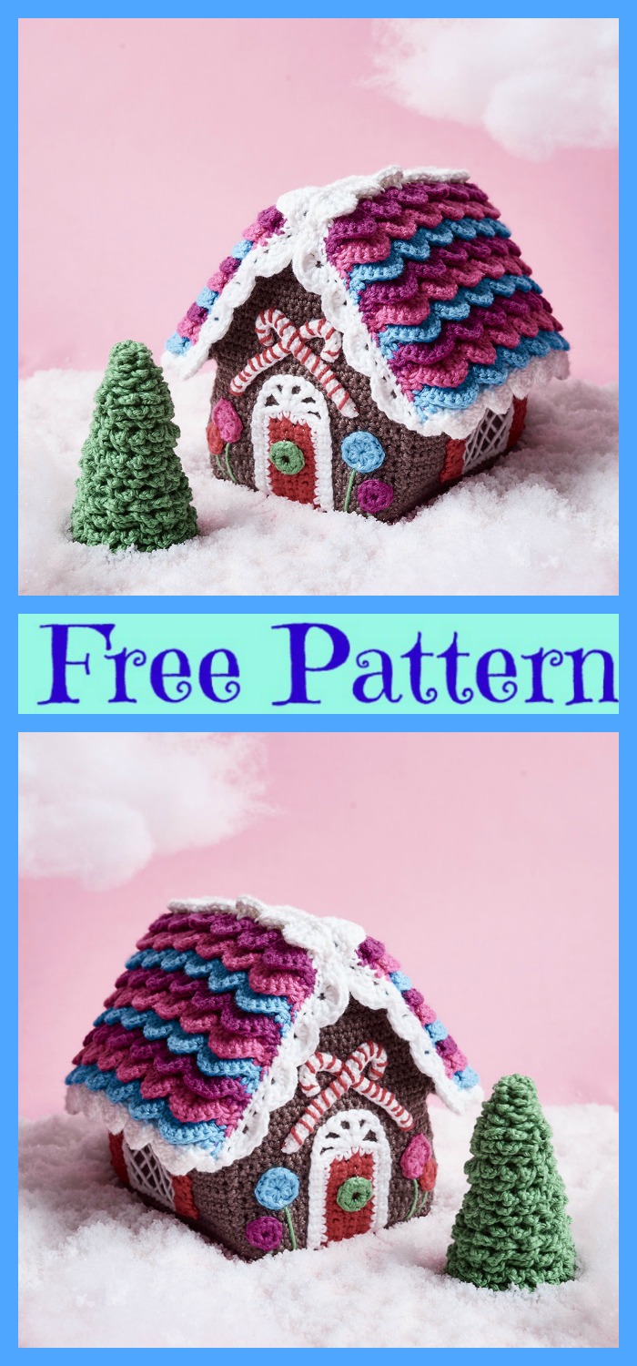 diy4ever-Crochet Candy Cottage Gingerbread Houses - Free Pattern 
