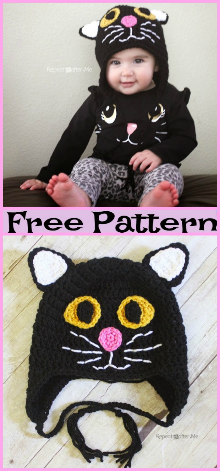 diy4ever-Crochet Cat Hats - Free Patterns 