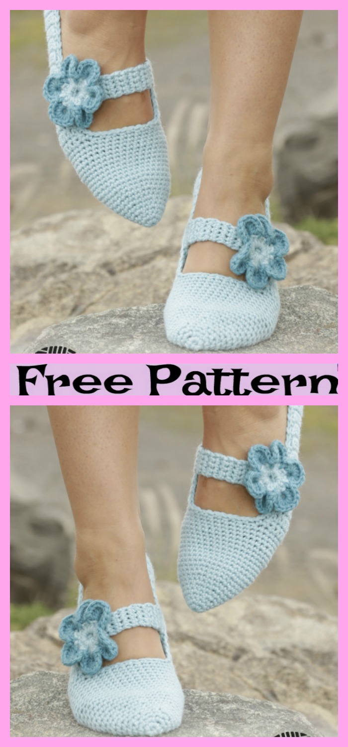 diy4ever-Crochet Flower Slippers - Free Patterns 