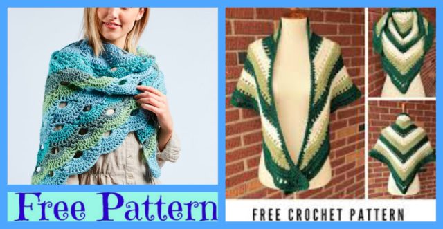 Faux Knit Crochet Triangle Shawl -Free Pattern