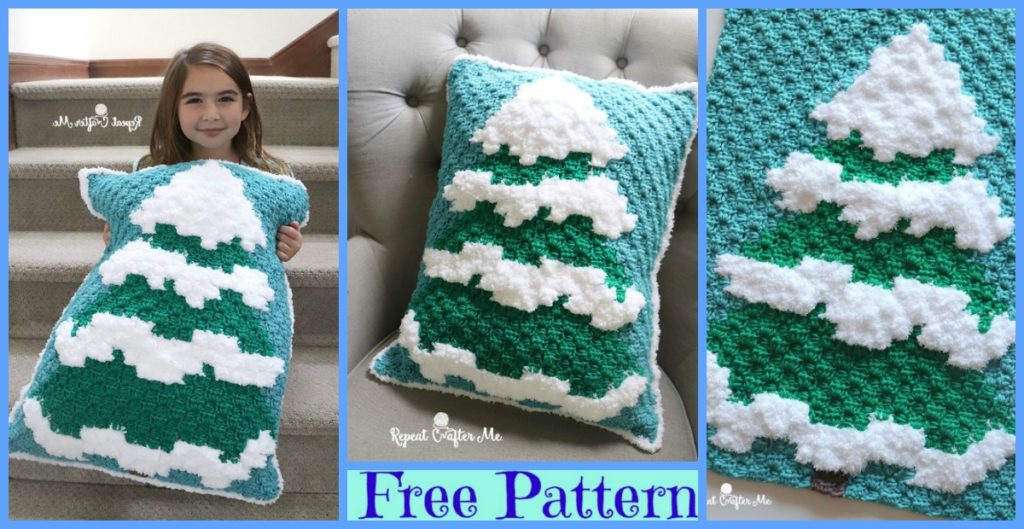 diy4ever-Winter Crochet Snowy Tree - Free Pattern