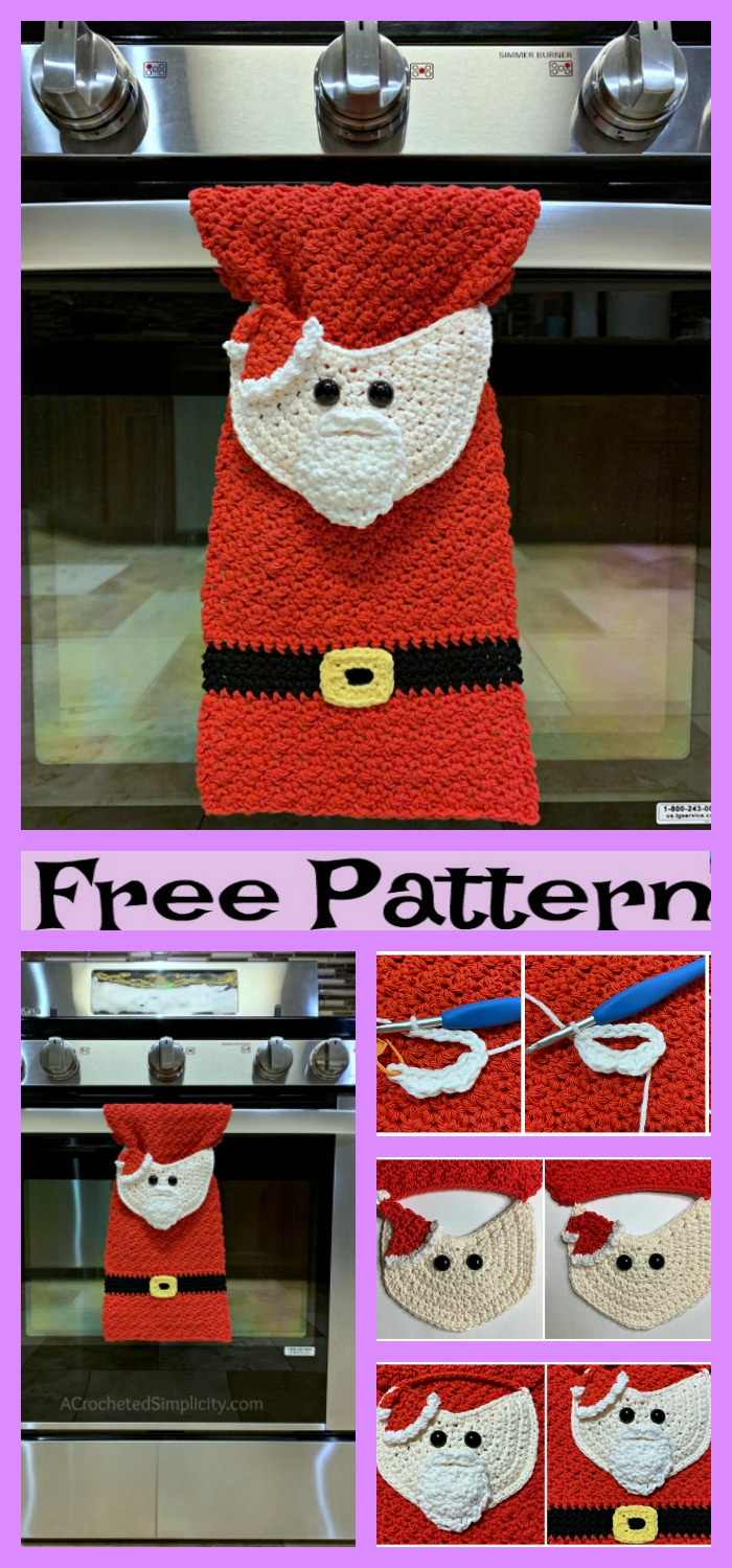 diy4ever-Crochet Christmas Kitchen Towel - Free Patterns 