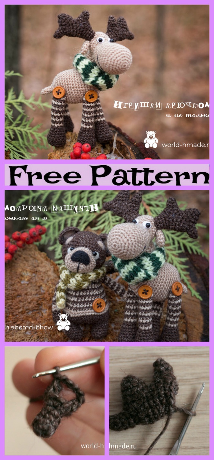 diy4ever-Crochet Christmas Moose Stepan - Free Patterns 
