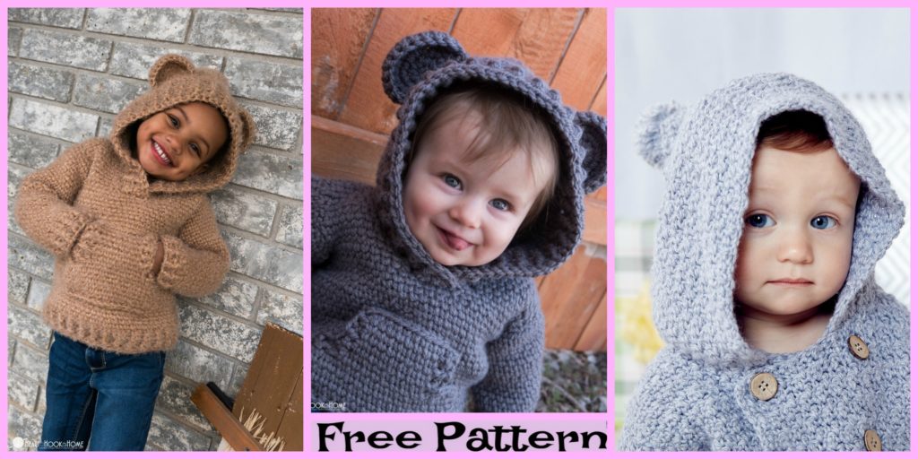diy4ever-Crochet Kids Hibernation Hoodie - Free Patterns